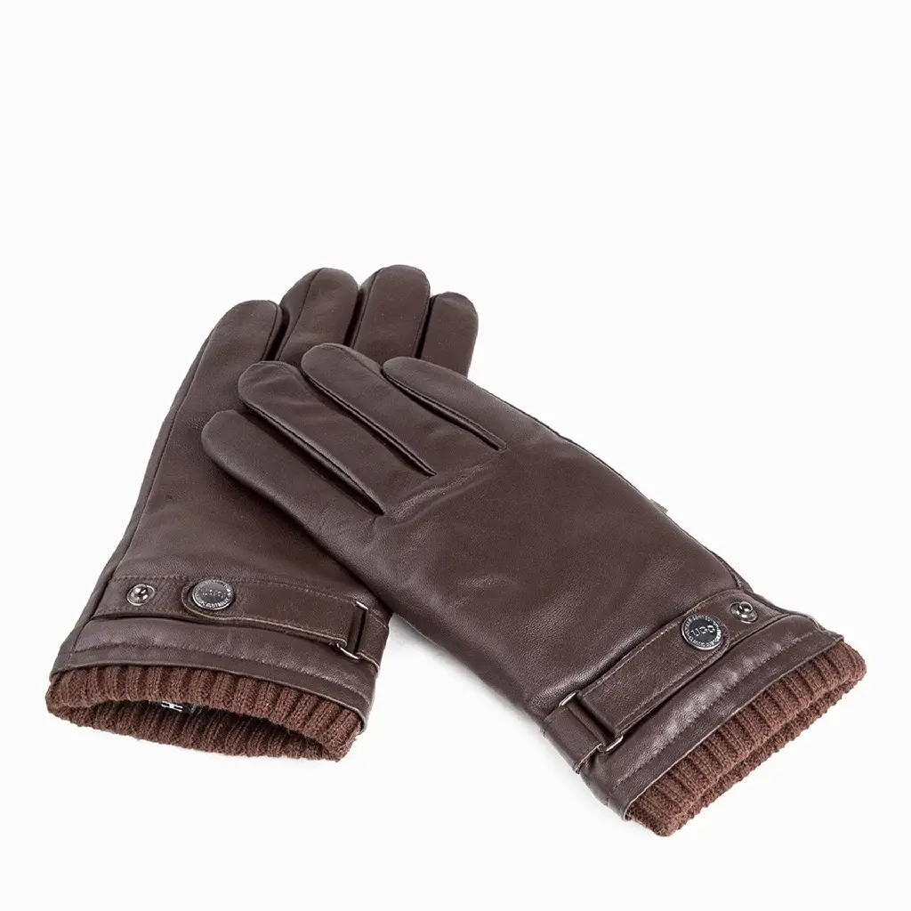 auzland-nappa-Men-leather-silver-stud-gloves-chocolate-2.webp