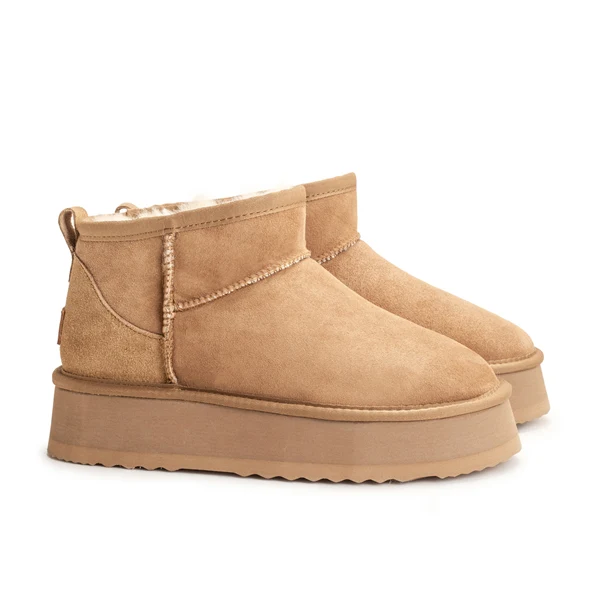 [AUZ085-CHEST-4] UGG Ultra Mini Platform Sheepskin Boots (Chestnut, AU Ladies 4 / EU 35)