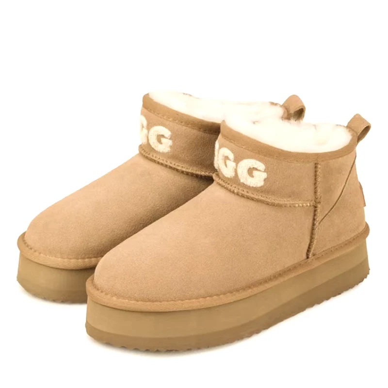 [AUZ066-CHEST-4] UGG Ultra Mini Logo Platform Sheepskin Boots (AU Ladies 4 / EU 35)