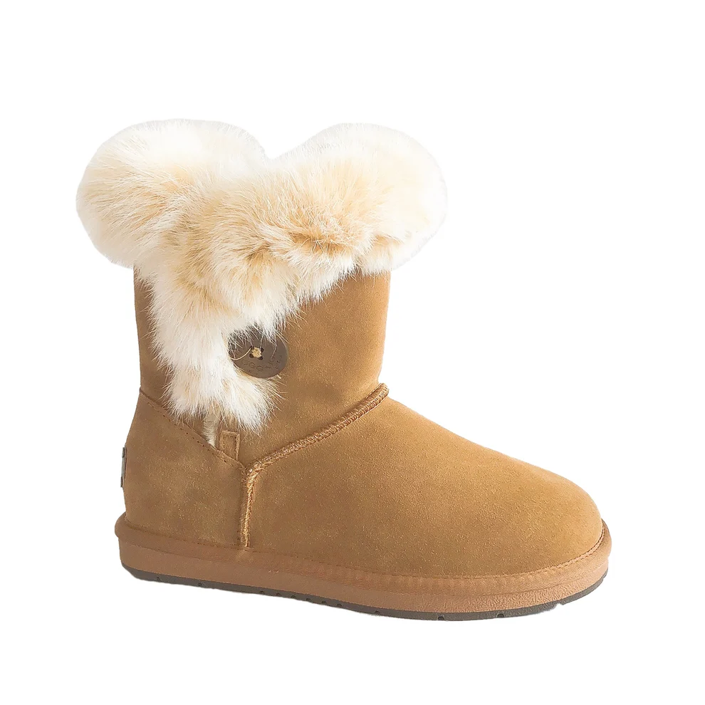 [AUZ004-CHEST-5] UGG Short Suede Button Foxy Boots (Chestnut, AU Ladies 5 / EU 35 / 22.3cm)