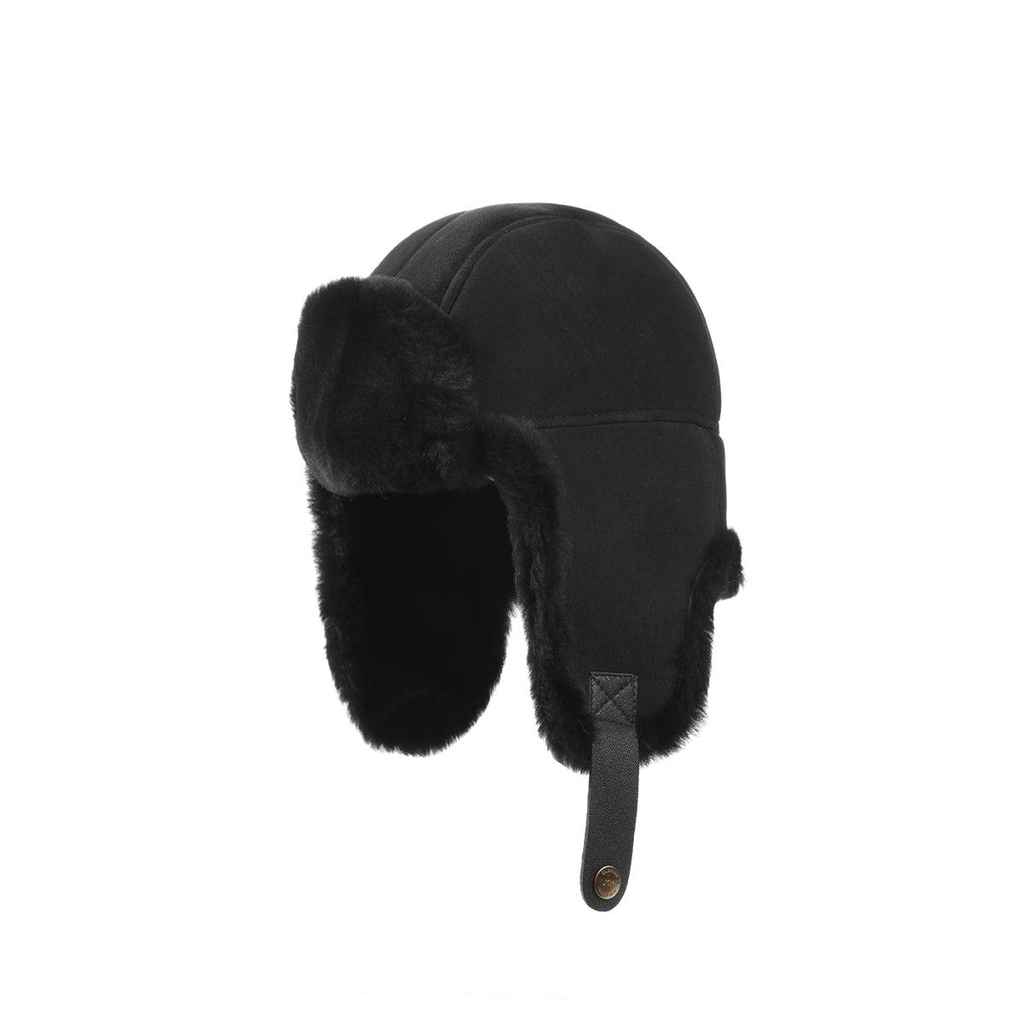 [AUZH001] UGG Sheepskin Wool Aviator Hat (S/M, Black)