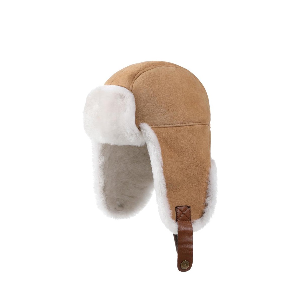 [AUZH001-CHEST-S-M] UGG Sheepskin Wool Aviator Hat (Chestnut, S/M)