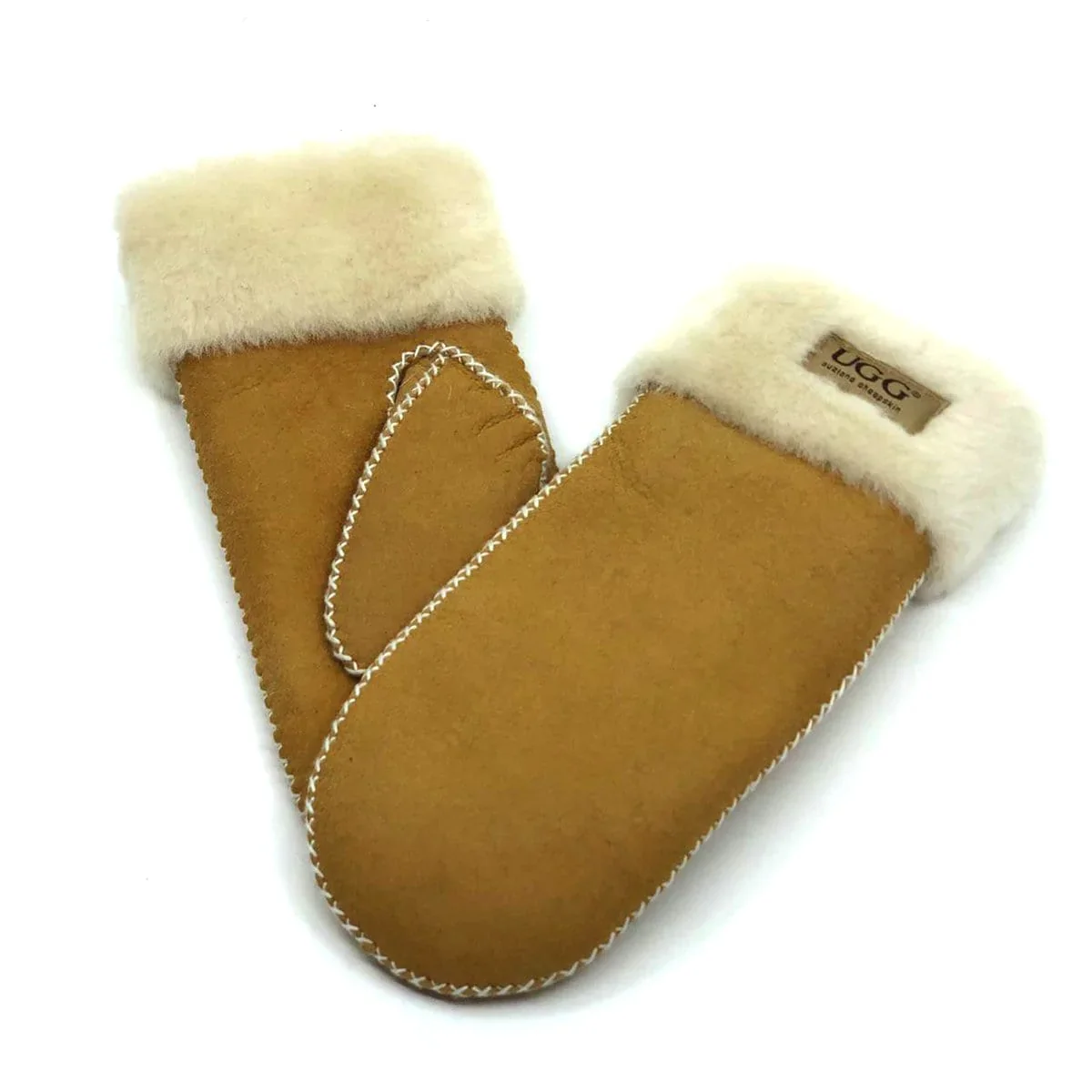 [AUZG008-CHEST-S] UGG Sheepskin Mitten Gloves (Chestnut, S)
