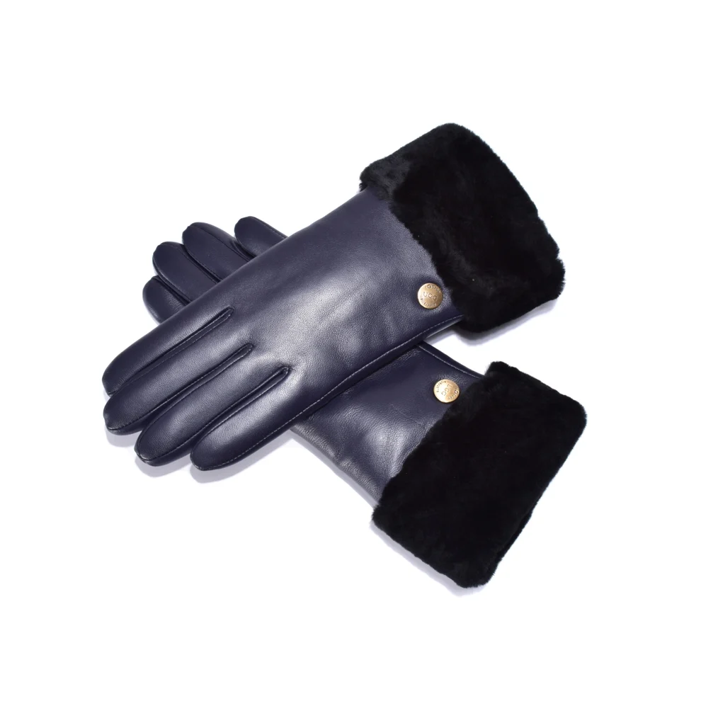[AUZG004-BLUE-S] UGG Single Cuff Sheepskin Nappa Gloves (Blue, S)