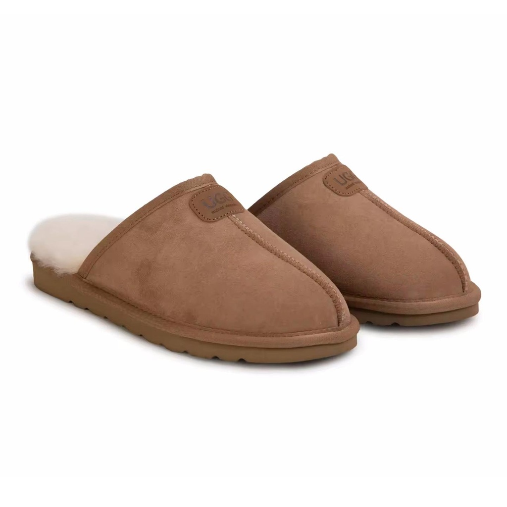 [AUZ010-Chestnut-L] Premium Men UGG Slippers (L, Chestnut)