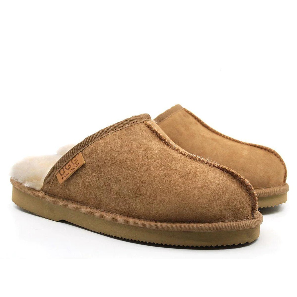 [ROZ004-Chestnut-XL] Men UGG Slippers Australian Made (Chestnut, XL: AU Men 10-11/ EU 43-44)